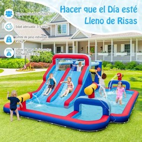 Castelo Parque de escorregas aquáticos insuflável para crianças Casa de saltos com área de escalada e salto 3 canhões de água insufláveis sem Compress