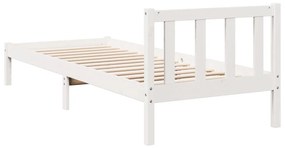Cama extra longa sem colchão 80x220 cm pinho maciço branco