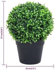 Plantas bolas de buxo artificiais c/ vasos 2 pcs 27 cm verde