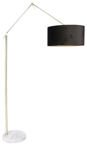 Candeeiro de pé moderno com cúpula de veludo dourado preto 50 cm - Editor Moderno