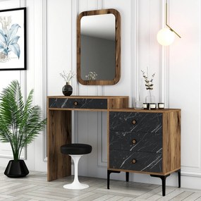 Cômoda Lizbon500 – Nogueira e Preto – 124x84,7x40 cm