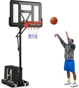 Cesto de basquetebol portátil com Saco de peso para interior e exterior com ajuste de altura fácil preto