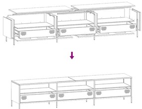 Móvel de TV 202x39x43,5 cm aço laminado a frio antracite