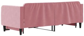 Sofá-cama com gavetão 90x200 cm veludo rosa