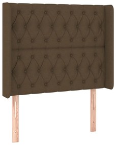 Cama box spring c/ colchão/LED 90x190 cm tecido castanho-escuro