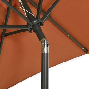 Guarda-sol de jardim c/ luzes LED 200x211 cm alumínio terracota