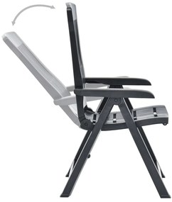 Cadeiras de jardim reclináveis 2 pcs plástico antracite