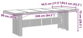 11 pcs conjunto bistrô de jardim c/ almofadões vime PE cinzento