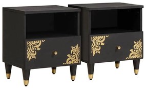 vidaXL Armário de Cabeceira com gaveta 2 pcs Preto 40 x 33 x 46 cm
