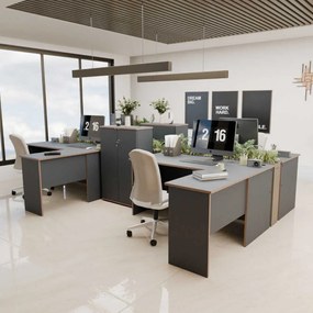 Secretária de Canto "Executive" - 160 x 75 x 144 cm - Antracite e Carv