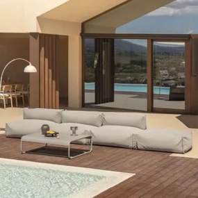Conjunto De Jardim Com Sofá Modular De 3 Peças, Pufe E Mesa De Centro Oporto Castanho Moka - Sklum