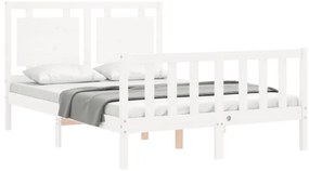 Cama sem colchão 140x190 cm madeira de pinho maciça branco