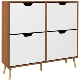 HOMCOM Sapateira com 4 Gavetas e Prateleiras Ajustáveis Móvel para Sapatos de Corredor para 16 Pares de Sapatos 95x26x95 cm Madeira