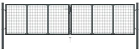 vidaXL Portão de jardim em tela de aço galvanizado 400x100 cm cinza