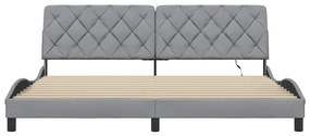 Estrutura de cama com LED sem colchão 200x200 cm tecido