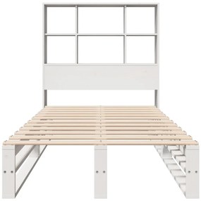 Cama com estante sem colchão 90x200 cm madeira maciça branco