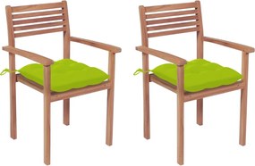 vidaXL Cadeiras jardim c/ almofadões verde brilhante 2 pcs teca maciça