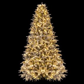 Árvore de Natal artificial de 240 cm com (DECORAÇÕES NÃO INCLUIDAS) pré-iluminada com 460 luzes LED brancas quentes Pontas dos ramos Verde e Branco