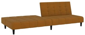 Sofá-cama de 2 lugares veludo castanho