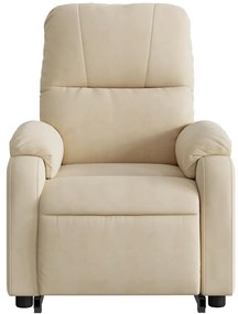 Poltrona massagens reclinável elevatória microfibra cor creme