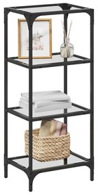Unidade prateleiras c/ tampo vidro transparente 40x30x95 cm aço