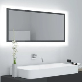 Espelho casa de banho LED 100x8,5x37 cm contrapl. cinza brilh.