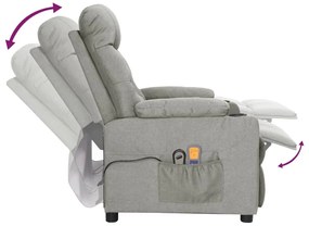 Poltrona de massagens elétrica tecido cinzento-claro