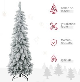 Árvore de Natal artificial altura 135 cm com suporte em aço, 253 ramos com neve, base dobrável, verde