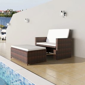 vidaXL Sofá de jardim em vime PE castanho