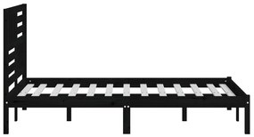 Estrutura de cama 140x190 cm madeira de pinho maciça preto