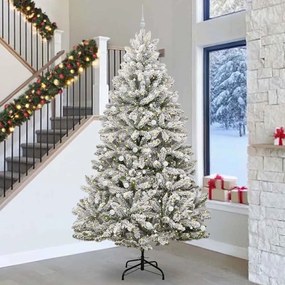 vidaXL Árvore de Natal Artificial Verde e Branco 300 cm PVC e Metal