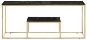 Mesa de centro aço inoxidável e vidro temperado dourado