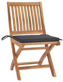 Cadeiras de jardim dobráveis c/ almofadões 8 pcs teca maciça