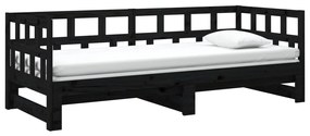 Estrutura sofá-cama de puxar 2x(90x200) cm pinho maciço preto