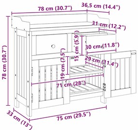 Armário de Jardim com gaveta com armazenamento com porta Castanho 78 x