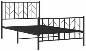 Estrutura de cama com cabeceira e pés 100x200 cm metal preto