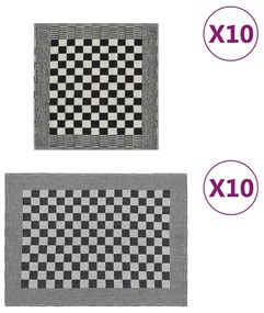 vidaXL Conjunto de panos de cozinha 20 pcs algodão preto e branco
