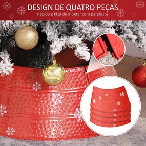 Saia Metálica Impermeável para Árvore de Natal 66x66x23 cm Vermelho