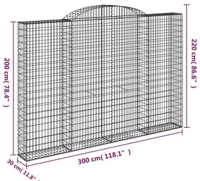 Cestos gabião arqueados 3pcs 300x30x200/220cm ferro galvanizado