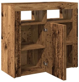 Aparador c/ luzes LED 80x35x75 cm deriv. madeira madeira velha
