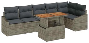Conjunto de Jantar para Jardim com 7 Peças e Almofadas em Rattan Polié
