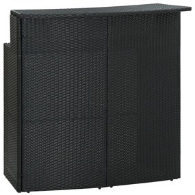 3 pcs conjunto de bar para jardim com almofadões vime PE preto