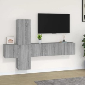 vidaXL Conjunto móveis de TV 5 pcs madeira processada sonoma cinza