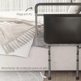 Grade para Cama de Adultos Guarda de Segurança para Cama com Altura Ajustável com Bolso de Armazenamento 71x61x86-104 cm Cinza