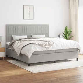 vidaXL Cama com molas/colchão 200x200 cm tecido cinza-claro