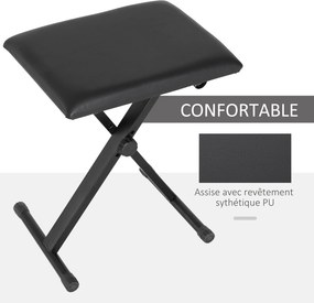 Banco de piano dobrável, banco de piano com altura ajustável entre 37 e 47 cm, assento estofado em PU e pés de metal antiderrapantes, capacidade de ca