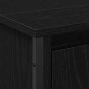 Armário de Pia Carvalho Preto 91x35x60 cm Madeira Compensada
