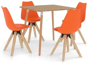 vidaXL Conjunto de jantar 5 peças 80x80 cm laranja
