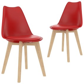 Cadeiras de jantar 2 pcs plástico vermelho