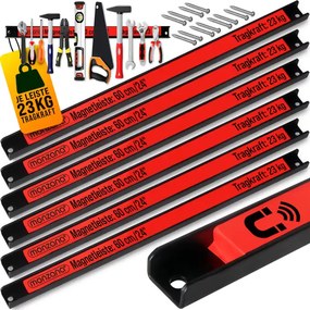 Conjunto de 6 barras magnéticas de 60 cm, incluindo material de montagem Vermelhas
